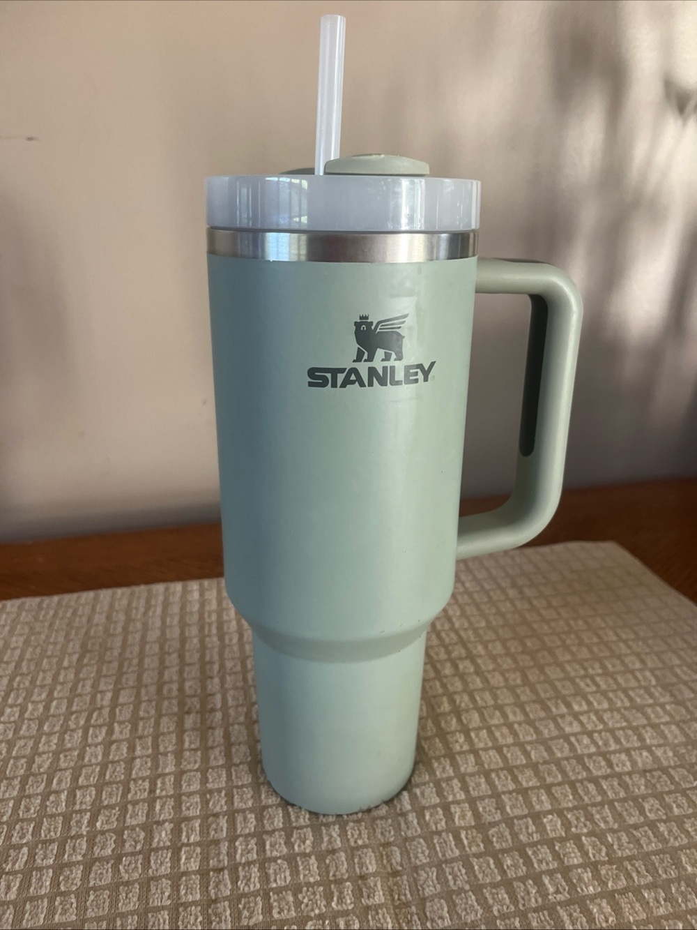 Stanley Seafoam Green Insulated Travel Mug with Handle and Straw